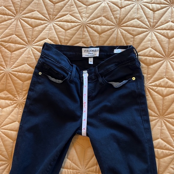 Frame Demin Mid Rise Le Skinny de Jeanne Distressed Black Denim Jean Size 24 - Picture 14 of 15